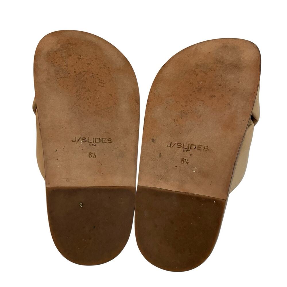 J Slides Roland Leather Sandals Slides 6.5M Tan Slip On Flats Casual Minimalist - Picture 7 of 8